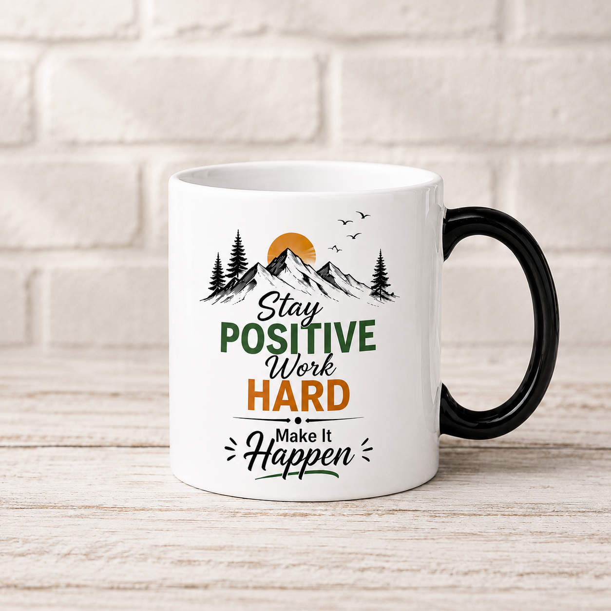 Work Hard Make It Happen Magic Mug – Motivational Color Changing Mug